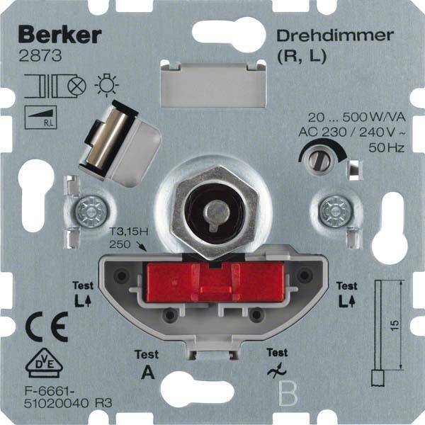 BER UP Drehdimmer NV mit Softrast. 2873 20-500W/VA LED Install.Baumaterial Schaltermat/Geb.Steu