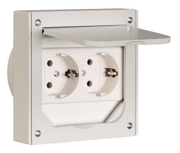 ABL Einbau Schuko 2fach 1632490 Alu-Druckguss IP41 grau Install.Baumaterial Schaltermat/Geb.Steu