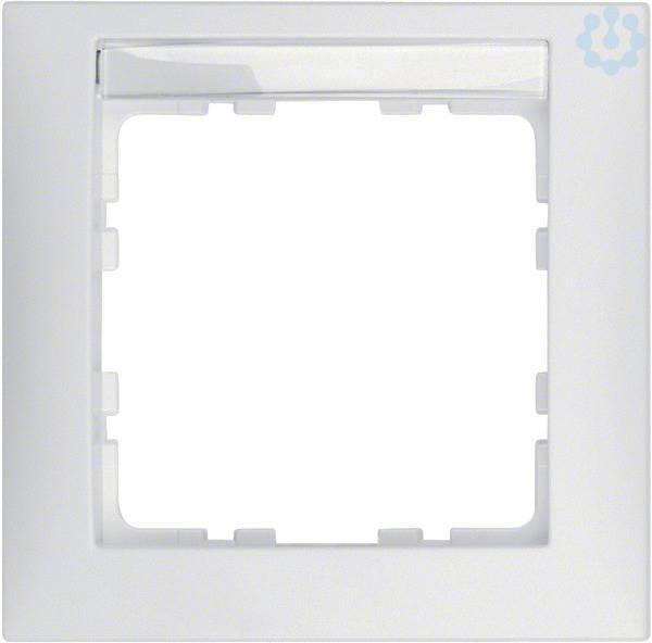 BER S1 Rahmen mit 10119919 Schriftfeld 1fach polarweiss matt Install.Baumaterial Schalter