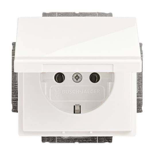 BJ carat Schuko Kombi mit 20EUK-84 Klappdeckel davos/ studioweiss Install.Baumaterial Schalter