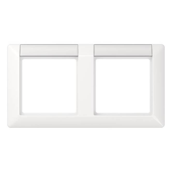 JG Rahmen 2fach waagerecht AS5820NAWW Schriftfeld alpinweiss Install.Baumaterial Schalter