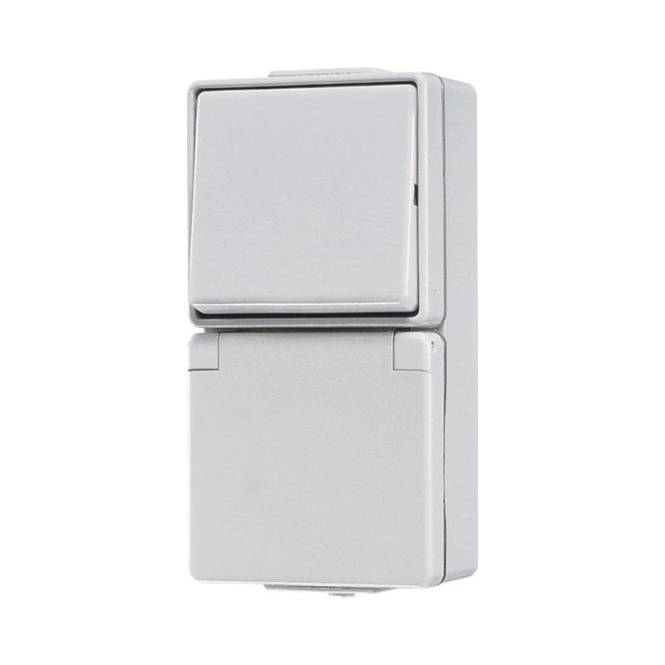 JG APWG WG 600 Kombination 676W Schuko + Wechsel grau Install.Baumaterial Schaltermat/Geb.Steu