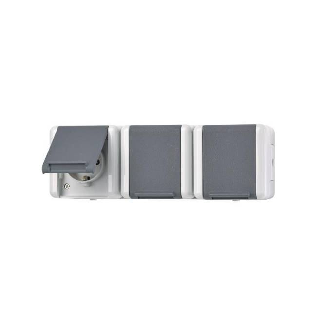 JG APWG WG 800 Schuko-Steckdose 8230W 3fach waagerecht grau/anthrazit Install.Baumaterial Schalter