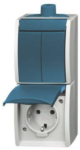 BJ APWG ocean Kombin. 2601/5/20EW-53-503 Schuko und Serien senkrecht grau/ bla Install.Baumaterial