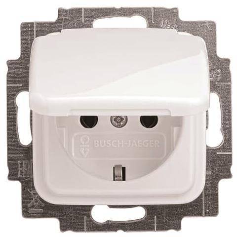 BJ Reflex SI Schuko Kombi 20EUK-214 mit Klappdeckel alpinweiss Install.Baumaterial Schalter