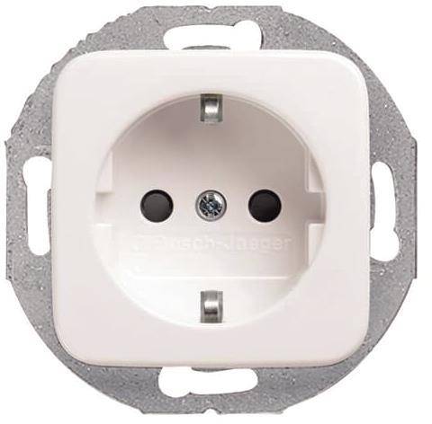 BJ Reflex SI Schuko Kombi 20EUCRD-214 mit rundem Tragring alpinweiss Install.Baumaterial Schalter