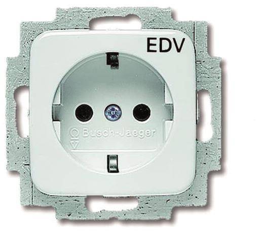 BJ Reflex SI Schuko Kombi 20EUC/DV-214 mit Aufdruck EDV alpinweiss Install.Baumaterial Schalter