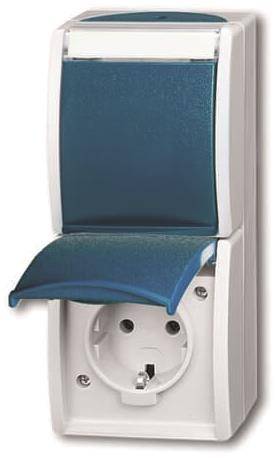 BJ APWG ocean Schuko 2fach 20-02EWN-53 +Schriftfeld senkrecht gr/bl-grü Install.Baumaterial