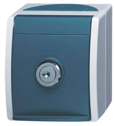 BJ APWG ocean Schuko 20EWSL-53 abschliessbar 1fach grau/ blaugrün Install.Baumaterial Schalter