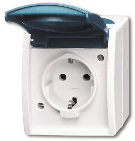 BJ APWG ocean AP Schuko 20EW-53 1fach grau/ blaugrün Install.Baumaterial Schaltermat/Geb.Steu