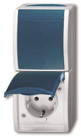 BJ APWG ocean Kombination 2601/6/20EW-53 Schuko+Wechsel senkr grau/blaugrün Install.Baumaterial