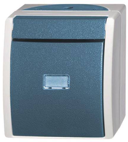 BJ APWG ocean Aus/ Wechsel 2601/6WGL-53 mit Beleuchtung grau/ blaugrün Install.Baumaterial Schalter