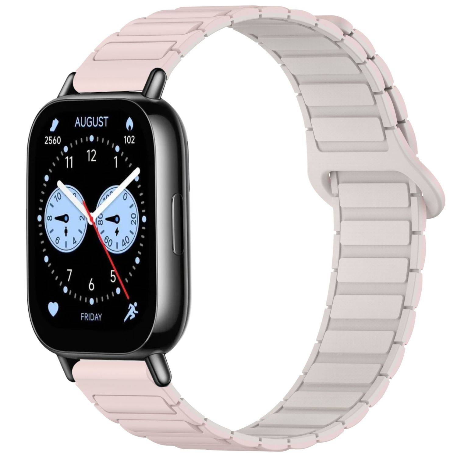 Für Xiaomi Redmi Watch 5 Lite Two Color Silikon Magnetisches Ersatz Arm Band Pink