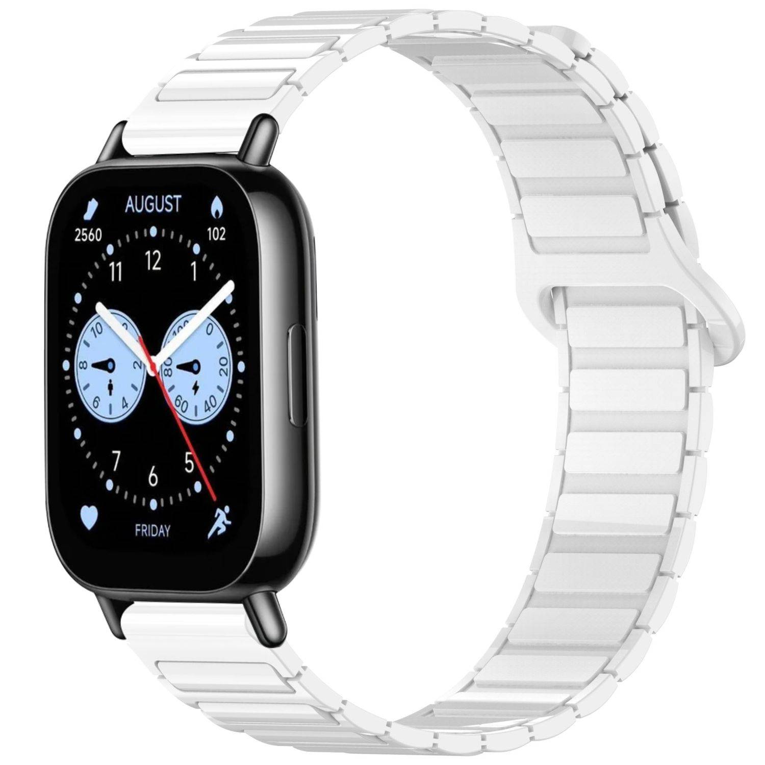 Für Xiaomi Redmi Watch 5 Lite Two Color Silikon Magnetisches Ersatz Arm Band Weiß