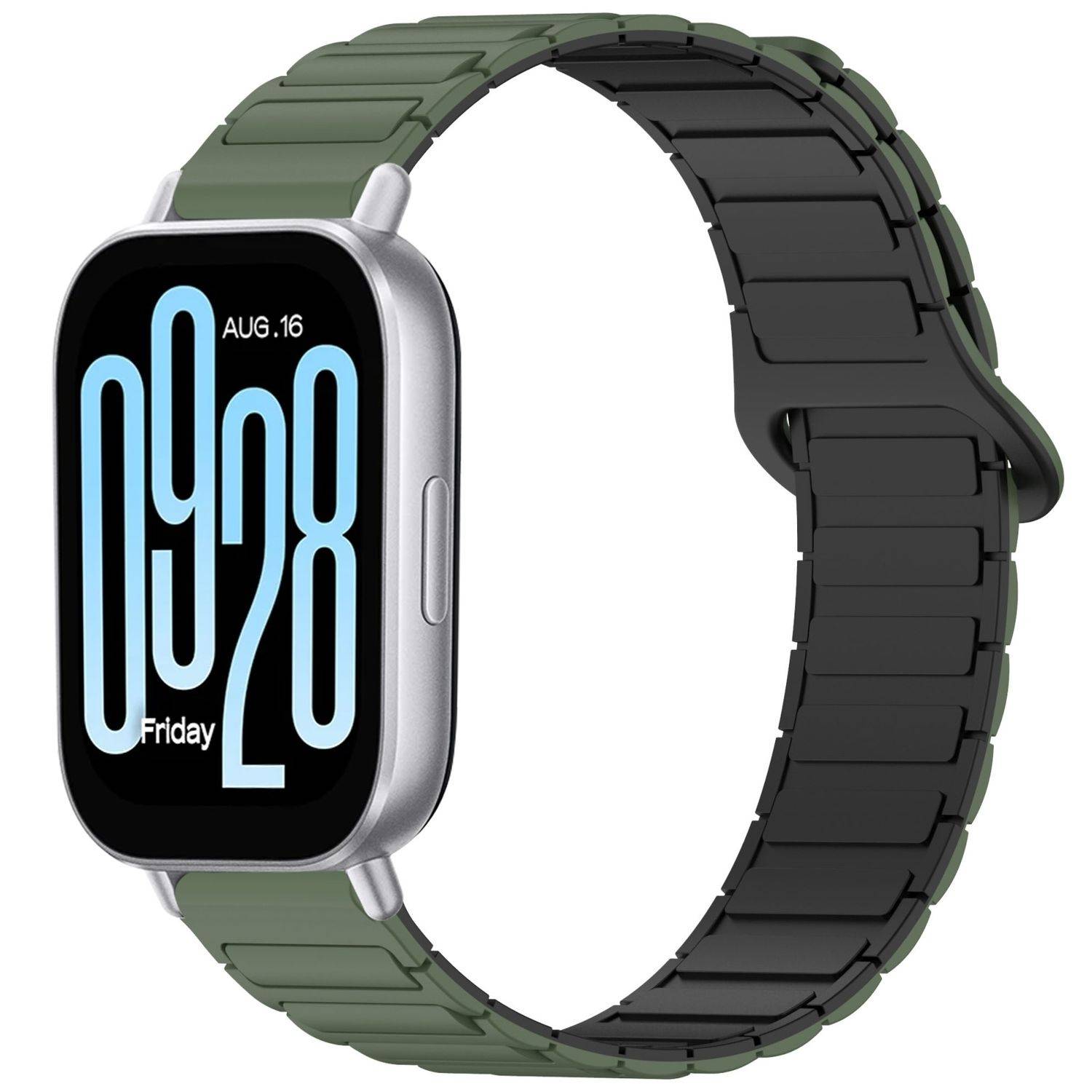 Für Xiaomi Redmi Watch 5 Active Two Color Silikon Magnetisches Ersatz Arm Band Dunkelgrün