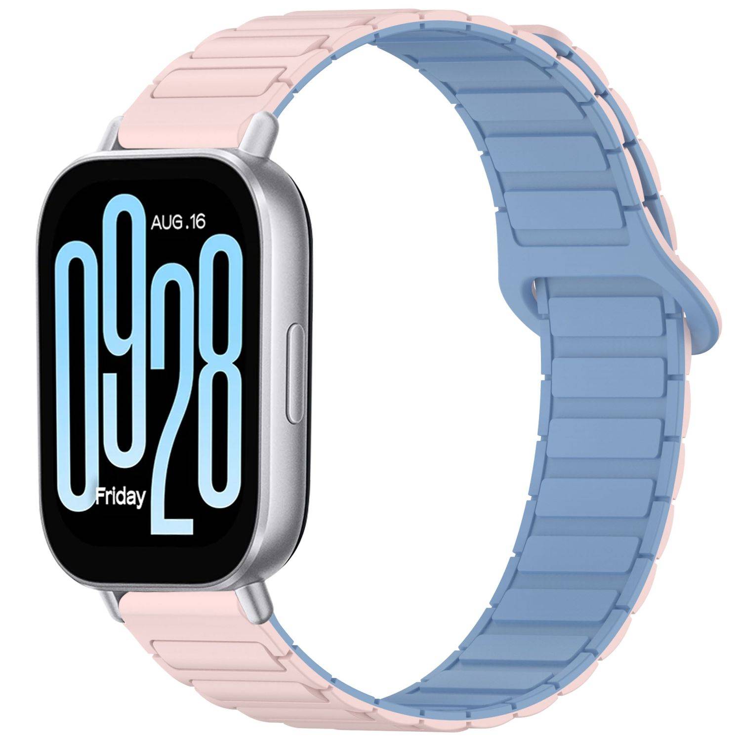 Für Xiaomi Redmi Watch 5 Active Two Color Silikon Magnetisches Ersatz Arm Band Rosa