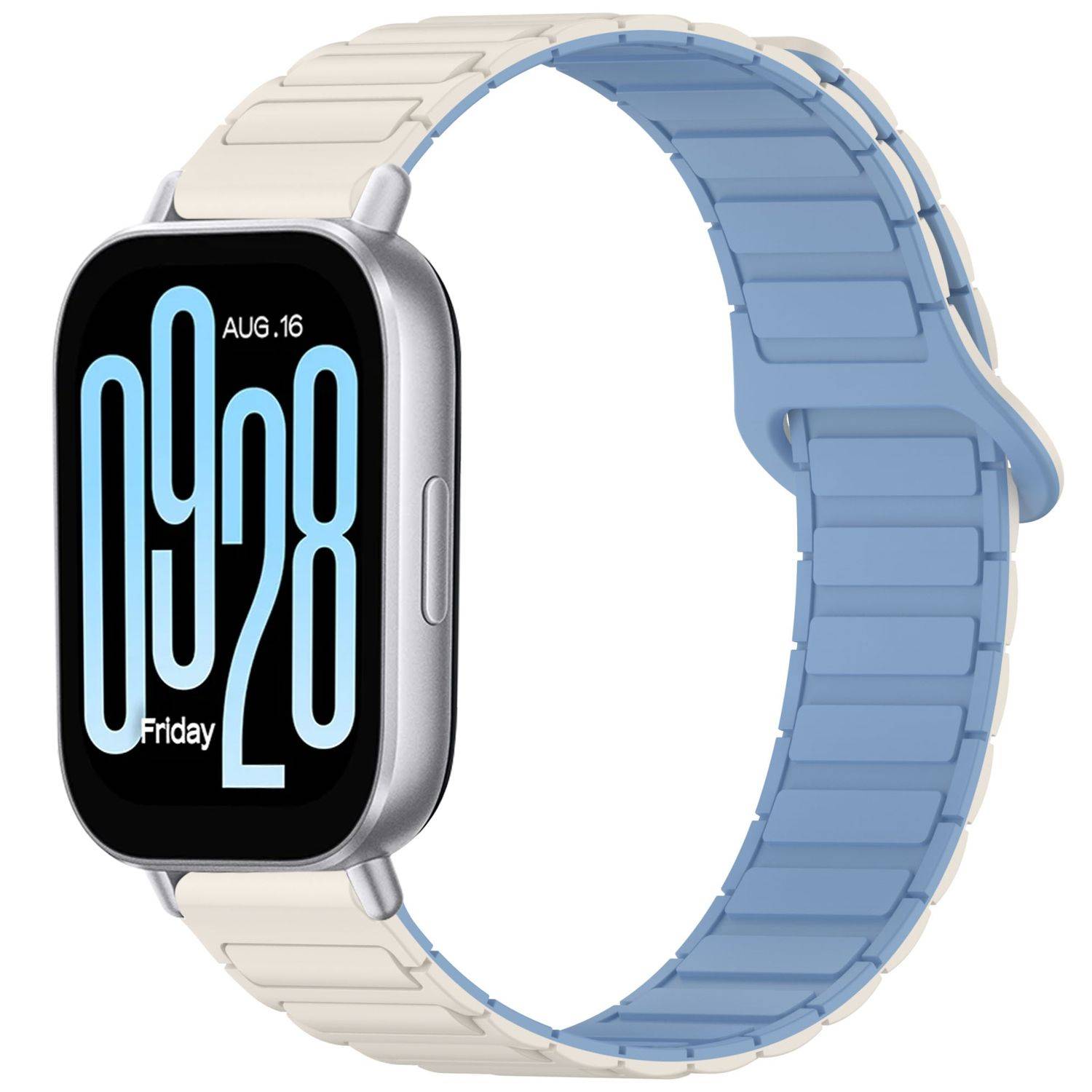 Für Xiaomi Redmi Watch 5 Active Two Color Silikon Magnetisches Ersatz Arm Band Weiß