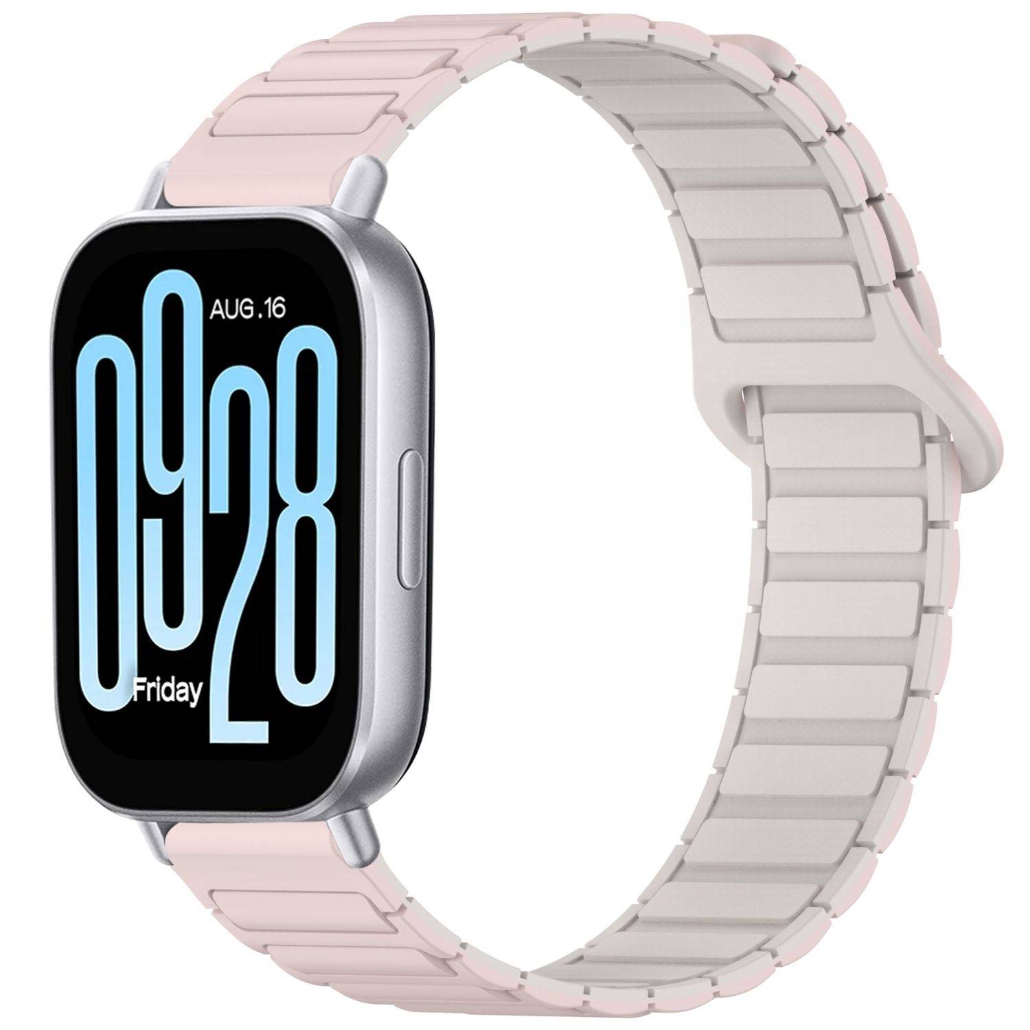 Für Xiaomi Redmi Watch 5 Active Two Color Silikon Magnetisches Ersatz Arm Band Pink