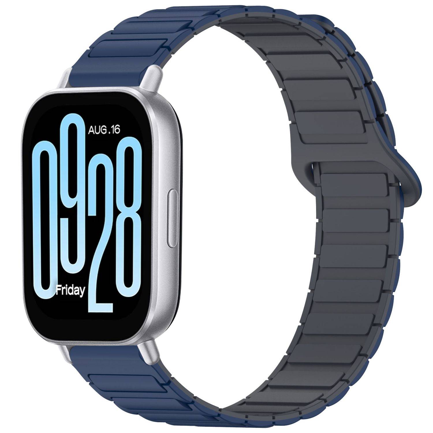 Für Xiaomi Redmi Watch 5 Active Two Color Silikon Magnetisches Ersatz Arm Band Blau