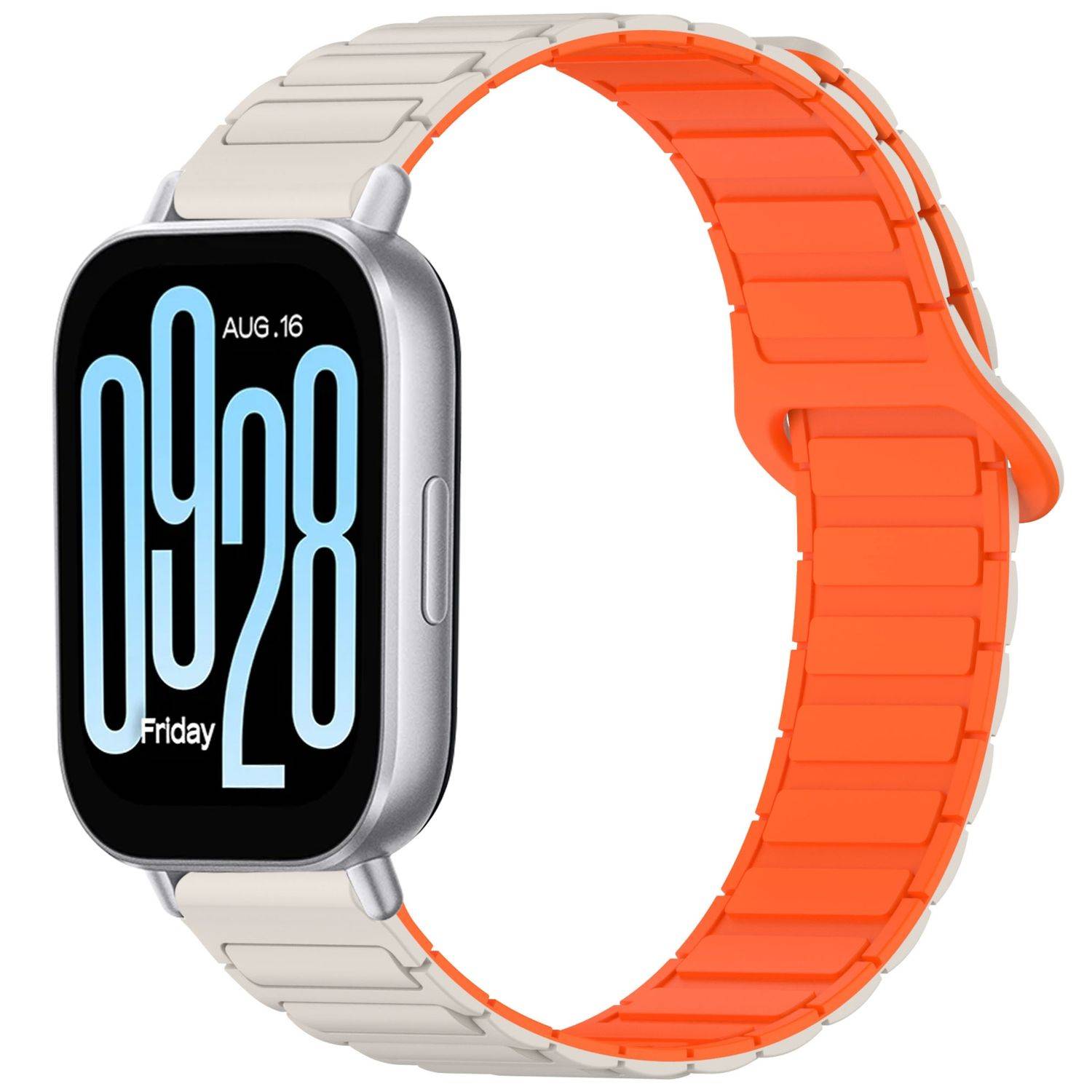 Für Xiaomi Redmi Watch 5 Active Two Color Silikon Magnetisches Ersatz Arm Band Beige