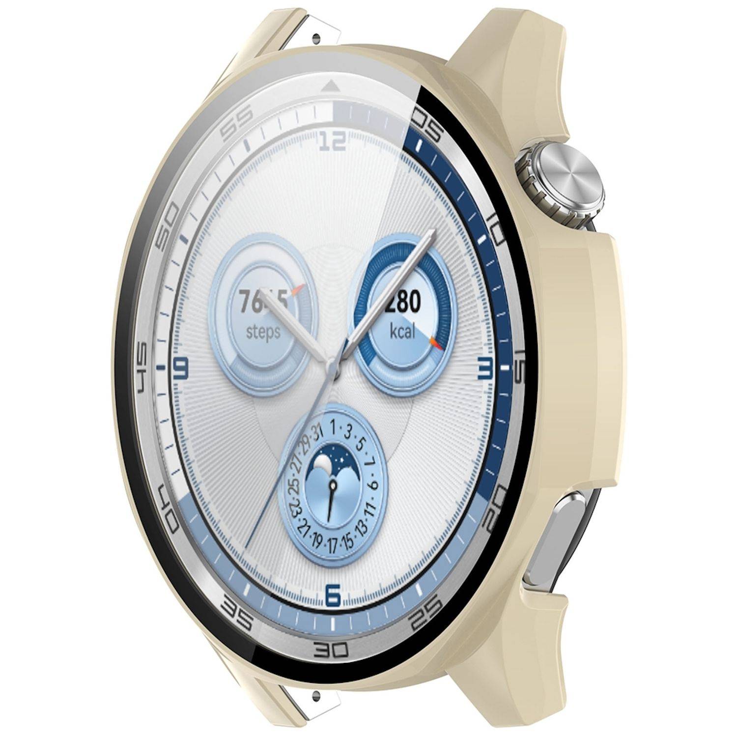 Für Huawei Watch GT 5 46mm Kunststoff Watch PC Hülle + Schutz Hart Glas Beige