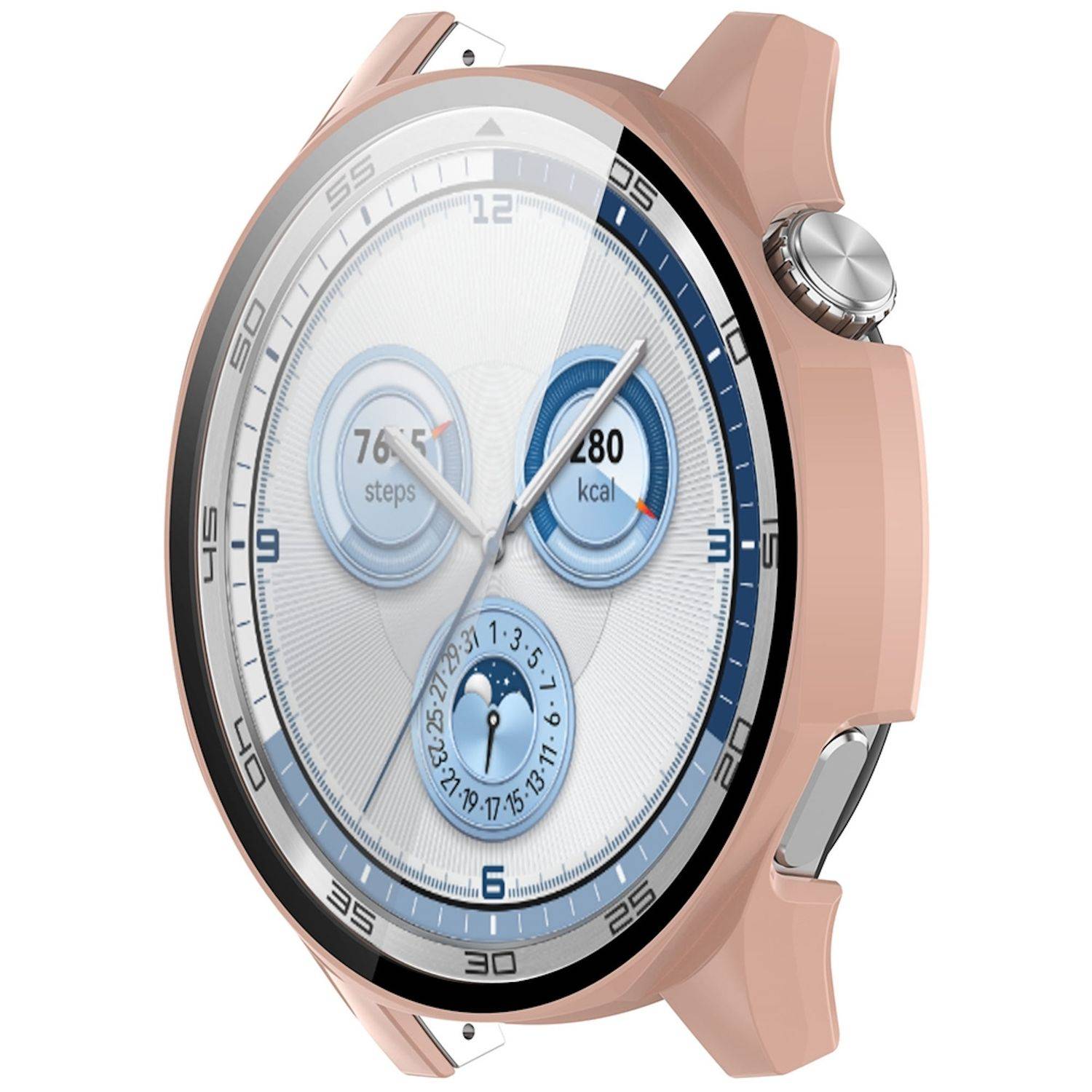 Für Huawei Watch GT 5 46mm Kunststoff Watch PC Hülle + Schutz Hart Glas Rosa