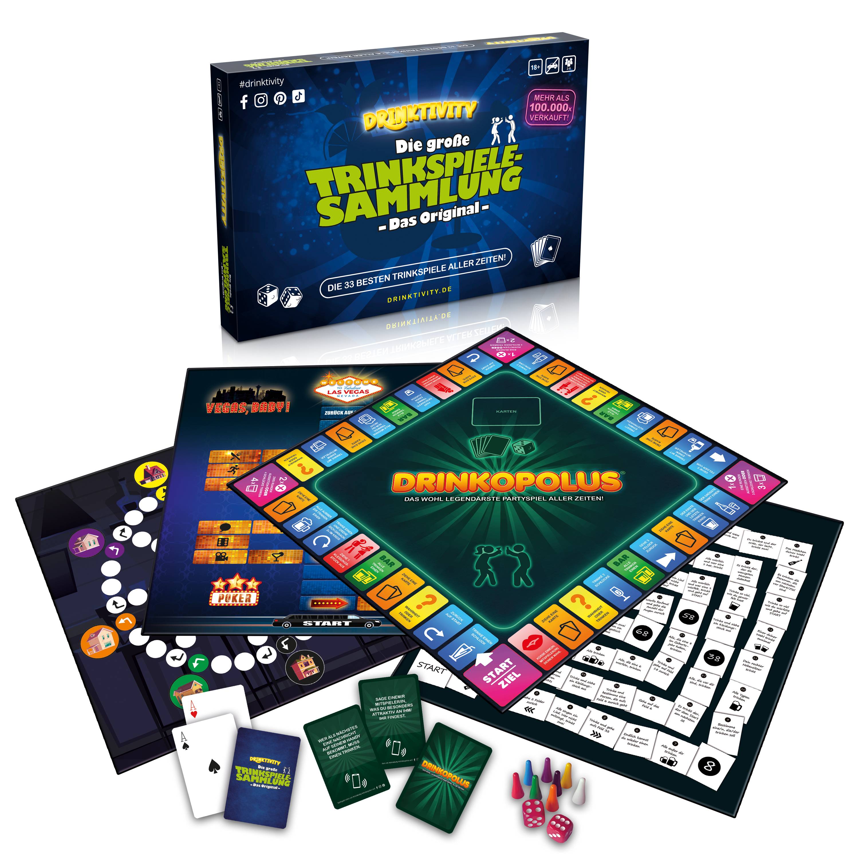 Drinktivity - Die große Trinkspielesammlung (DE) Partyspiele Erwachsene 33 Spiele Party Box