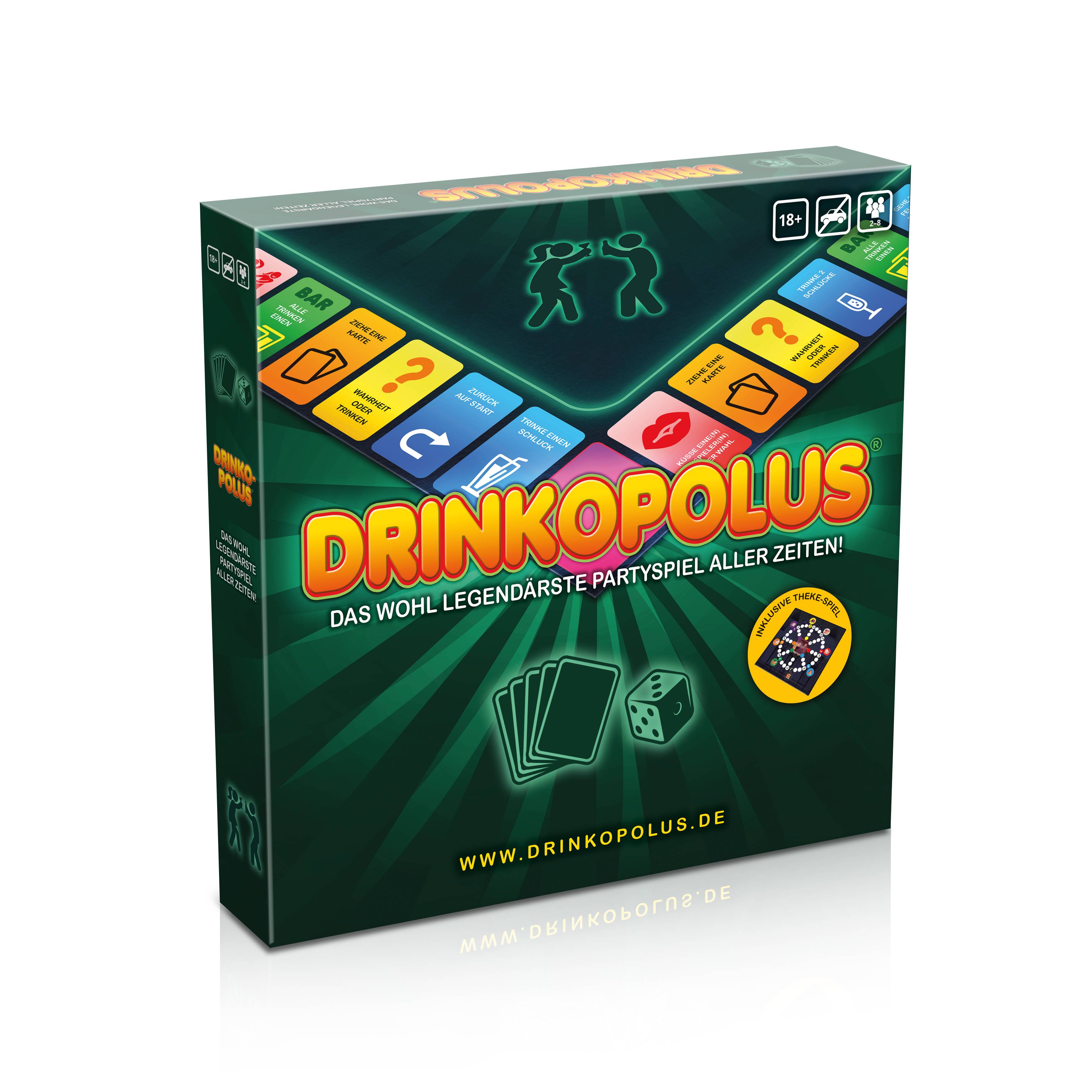 Brettspiel - Drinkopolus Partyspiel für Erwachsene inkl. Spiel "Theke"