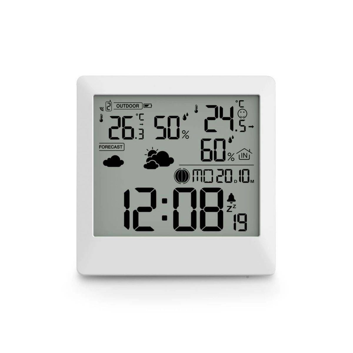 Digitale Palawan-Wetterstation mit Thermometer, Hygrometer – Weiß