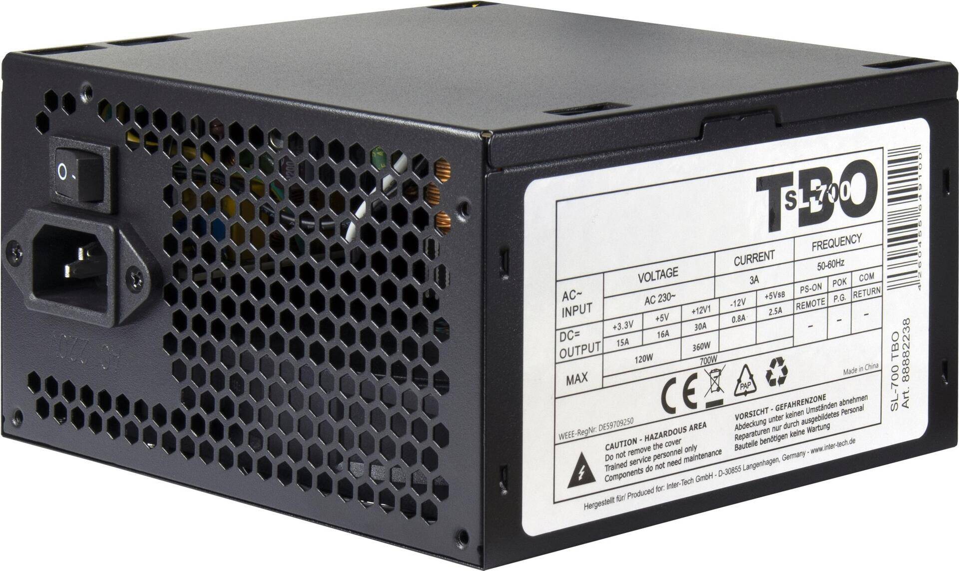 Inter-Tech Netzteil SL-700 Plus ATX 700W schwarz
