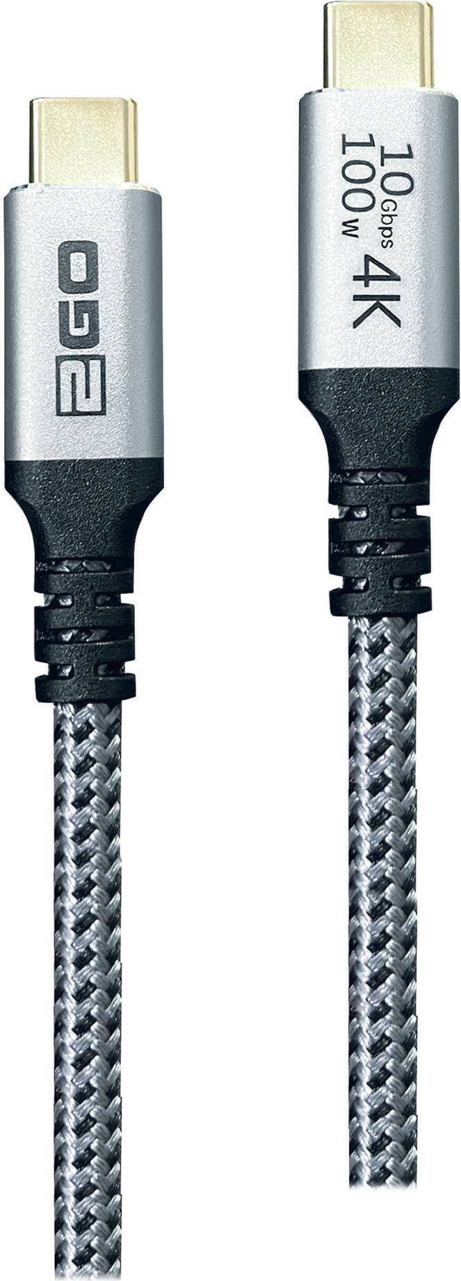 2GO Datenkabel USB-C 3.2 100W PD 120cm grau