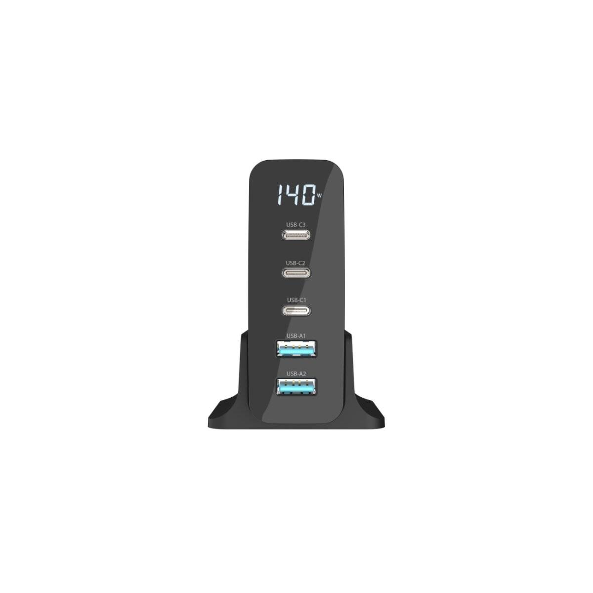 Sitecom 140W GaN-Stromversorgungs-Desktop-Ladegerät mit LED-Bildschirm