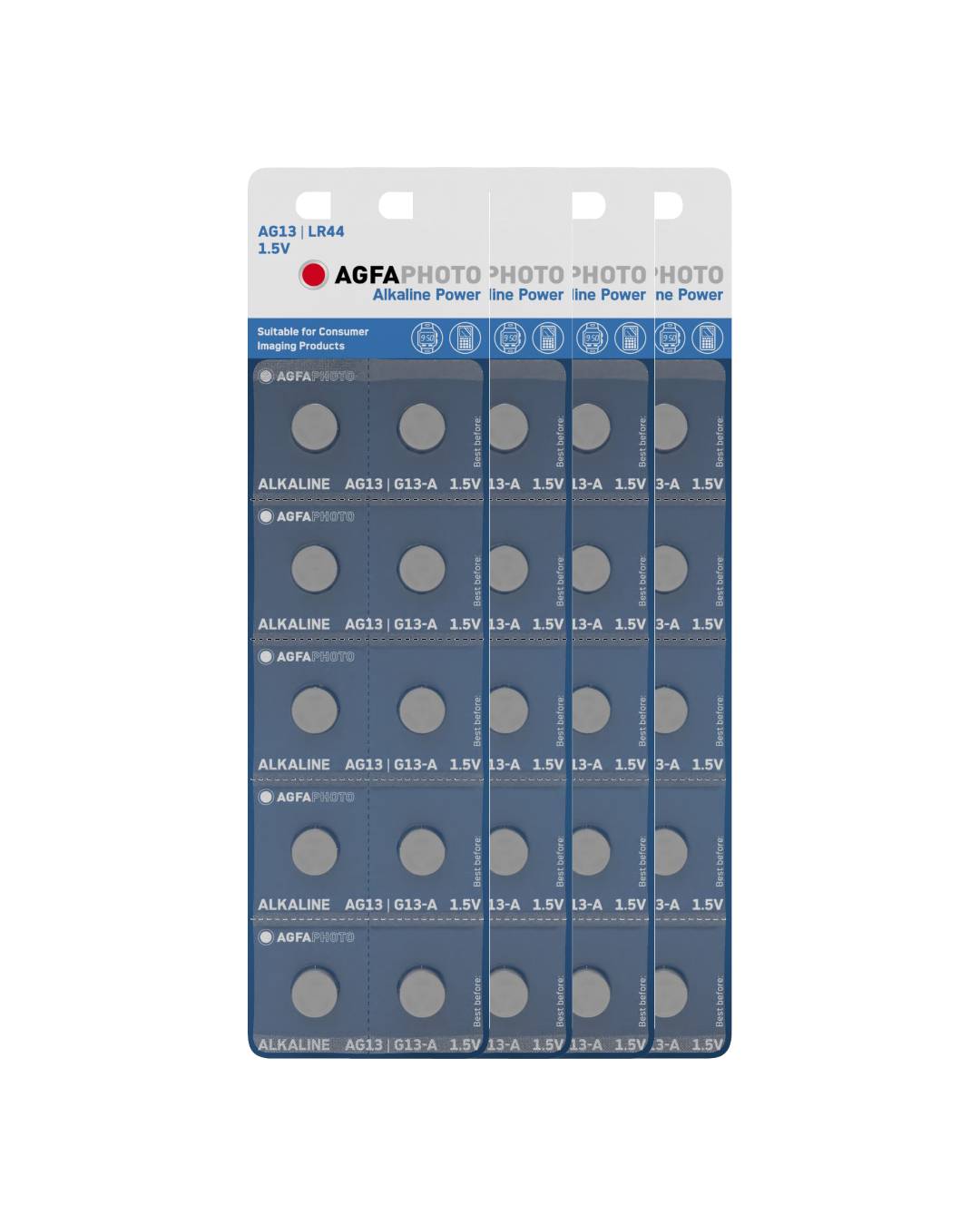 40x AGFAPHOTO Batterie Alkaline LR44 V13GA 1,5V im 10er Blister