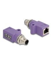 Delock M12 Adapter D-kodiert 4 Pin Stecker zu RJ45 Buchse Cat.5e mit Befestigungsloch