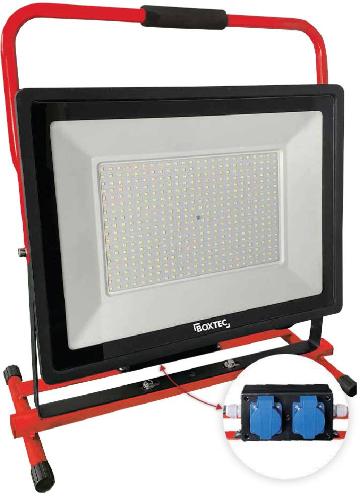 BOXTEC LED PRO-LINE FIXSTAND mit 2 STECKDOSEN 3m Gummikabel 6500K IP54-300 W inkl. 2 Steckdosen
