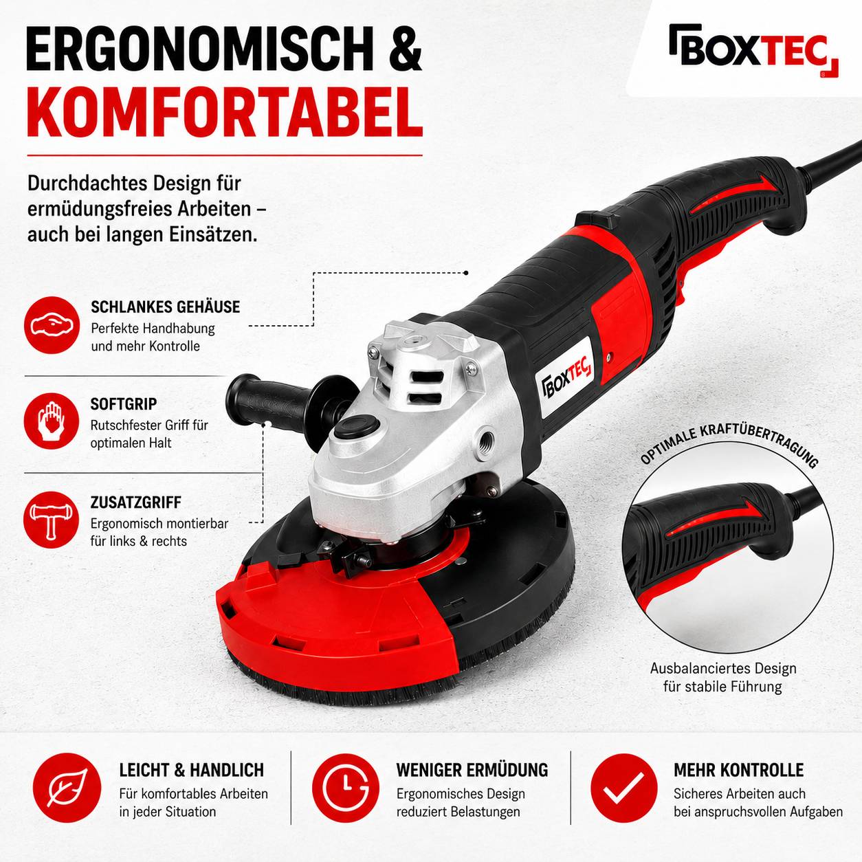 BOXTEC Betonschleifer 180 mm Sanierungsfräse Betonfräse 2.000W-2000 W / 180mm / Starter-SET