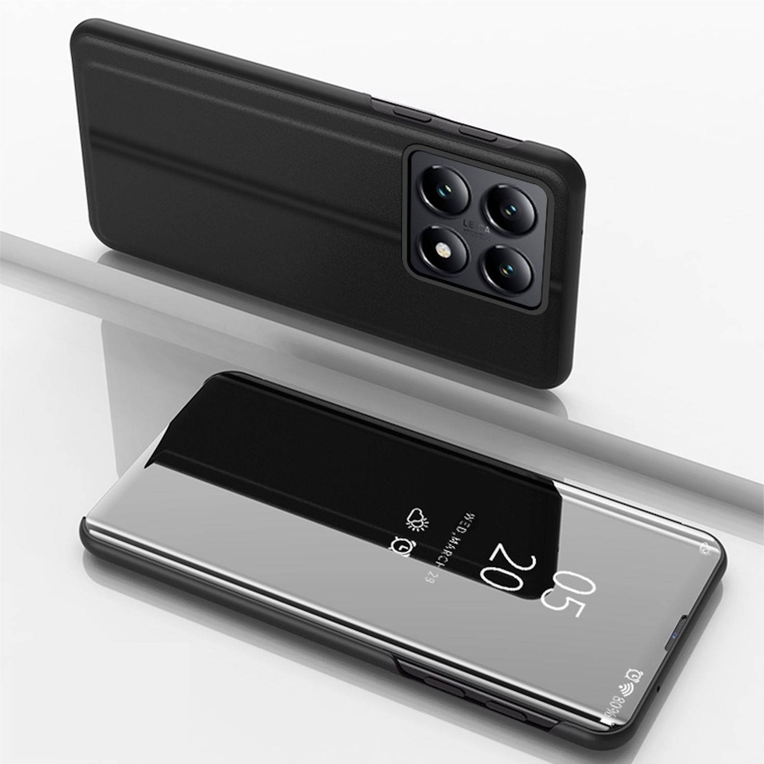 Für Xiaomi 14T View Spiegel Handy Smart Cover Wake UP Funktion Case Schwarz