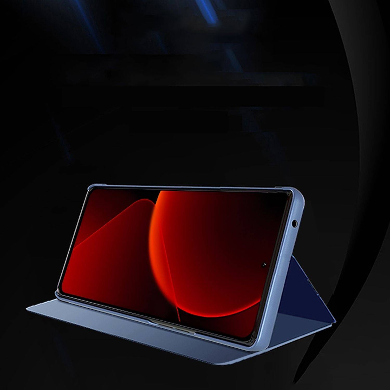 Für Xiaomi Redmi Note 14 Pro Plus 5G View Spiegel Handy Smart Cover Wake UP Funktion Case Silber
