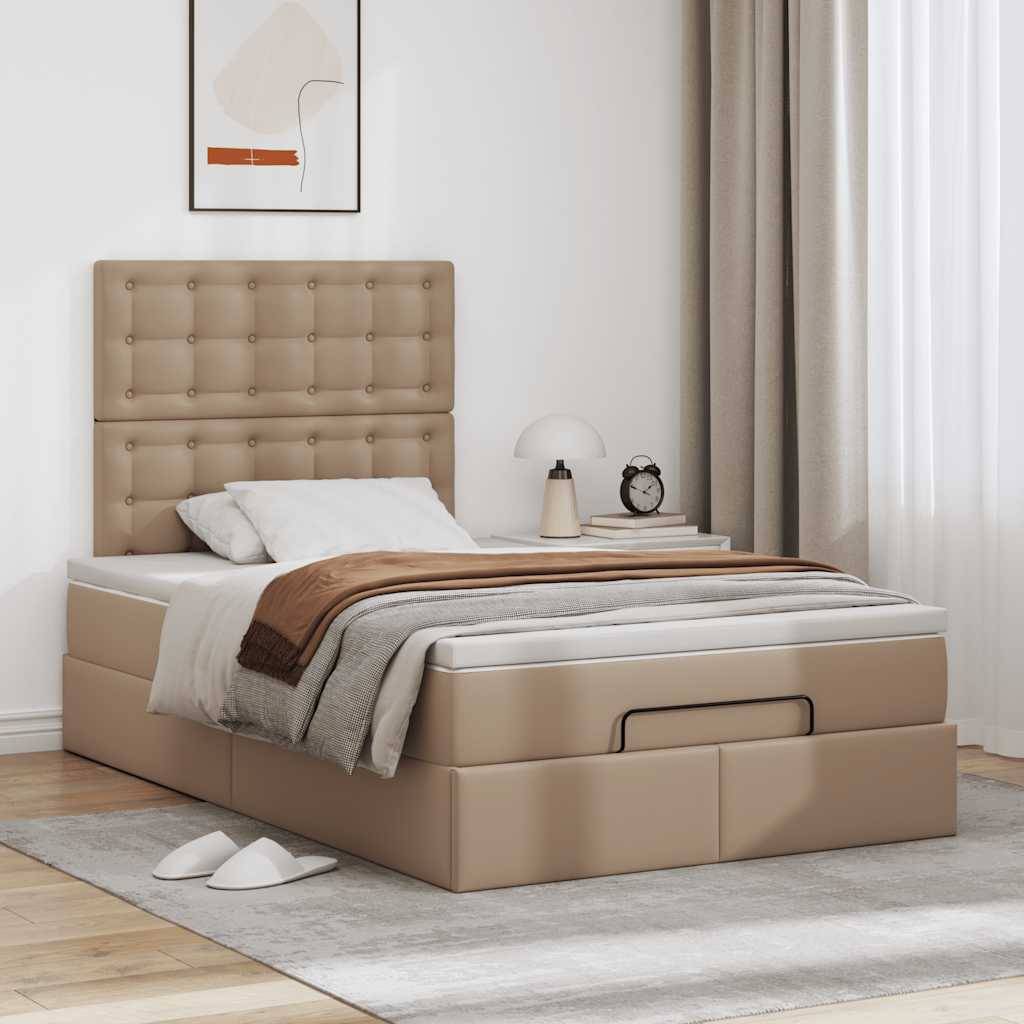 vidaXL Ottoman-Bett mit Matratze Cappuccino-Braun 120x200cm Kunstleder