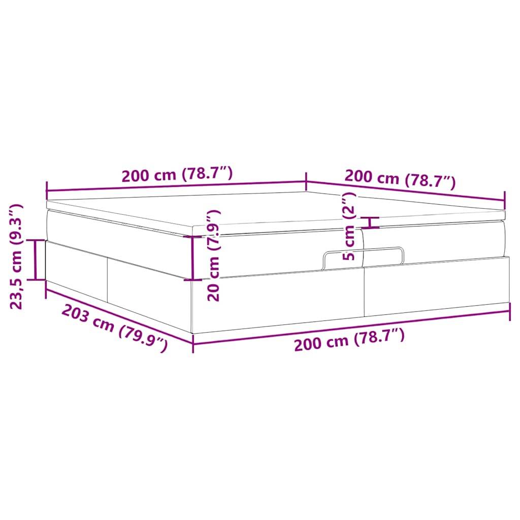 vidaXL Ottoman-Bett mit Matratzen Hellgrau 200x200 cm Samt
