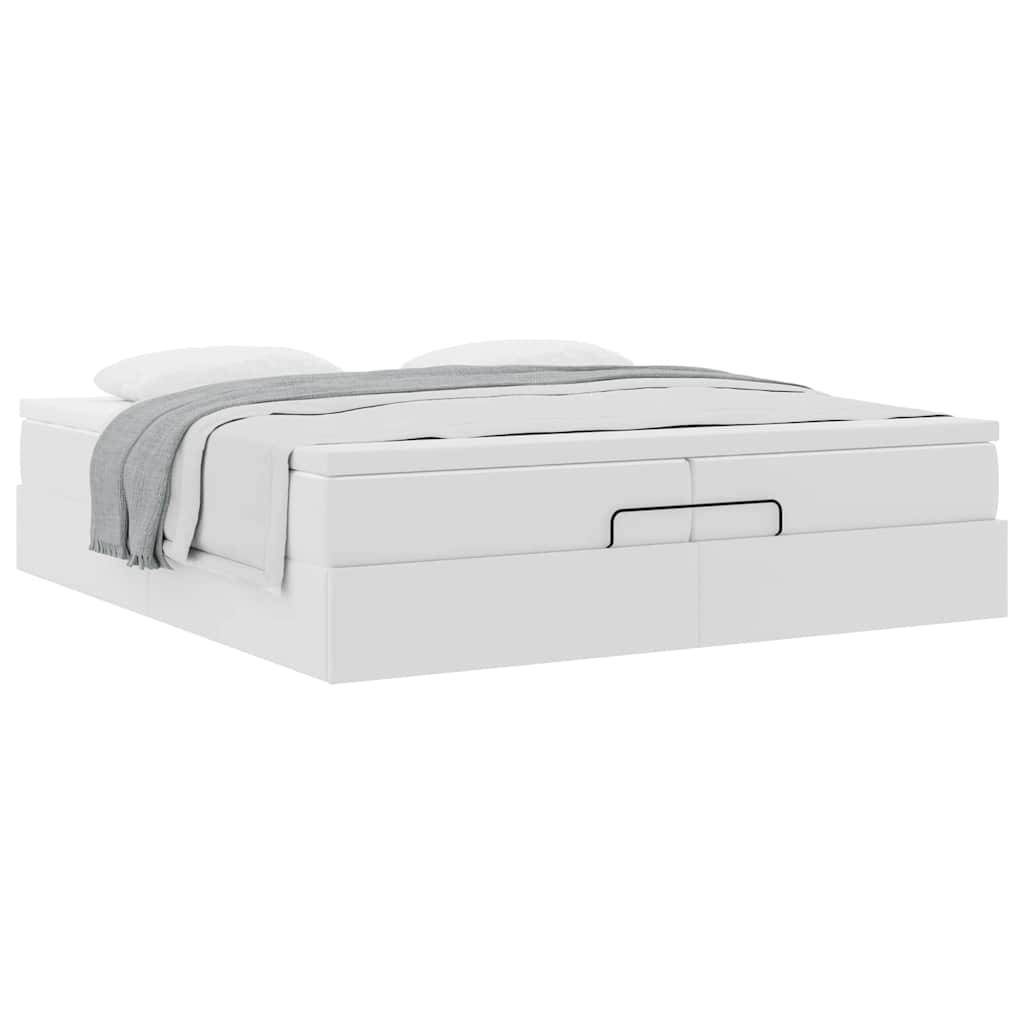 vidaXL Ottoman-Bett mit Matratzen Weiß 200x200 cm Kunstleder