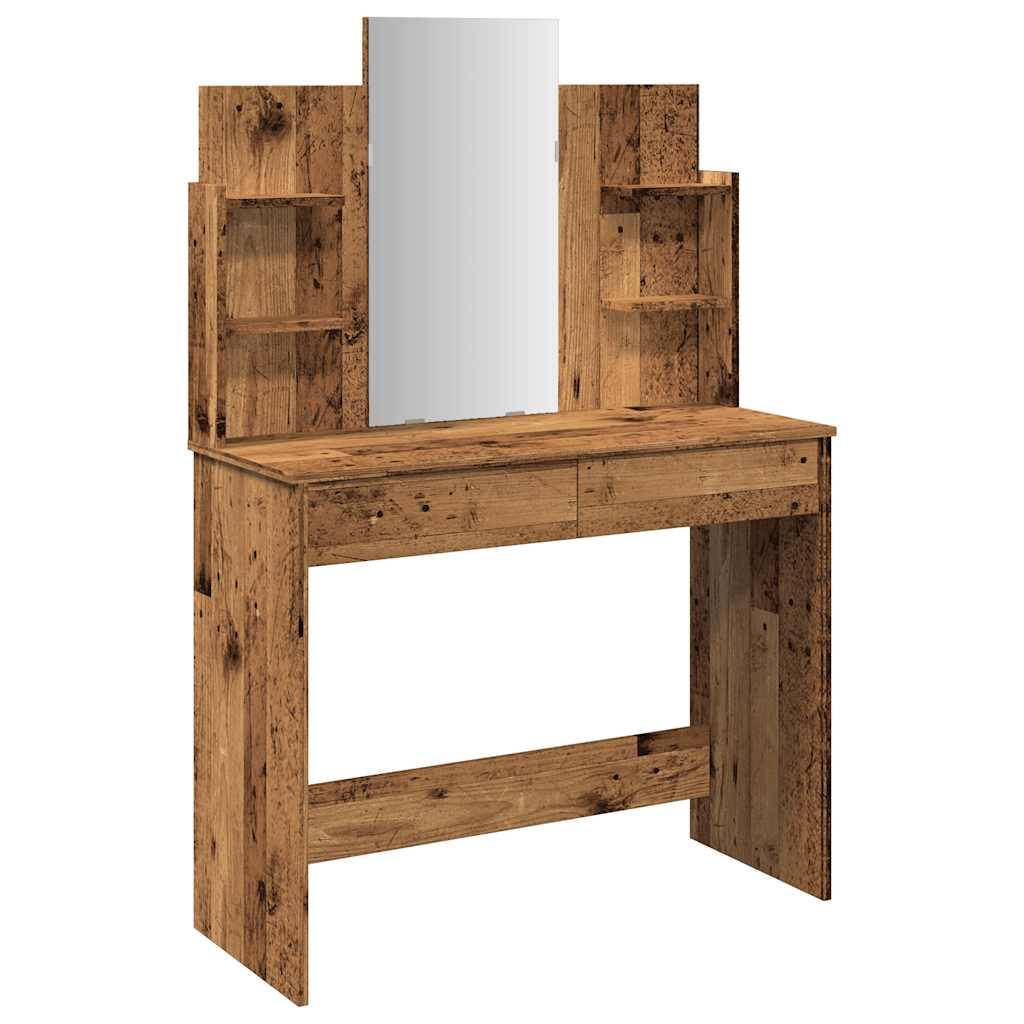 vidaXL Schminktisch mit Spiegel Altholz-Optik 96x39x142 cm