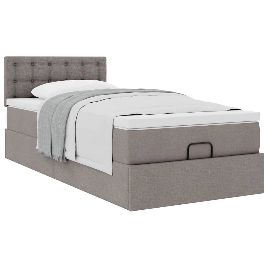 vidaXL Ottoman-Bett mit Matratze Taupe 80x200 cm Stoff