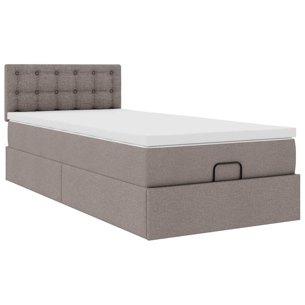 vidaXL Ottoman-Bett mit Matratze Taupe 80x200 cm Stoff