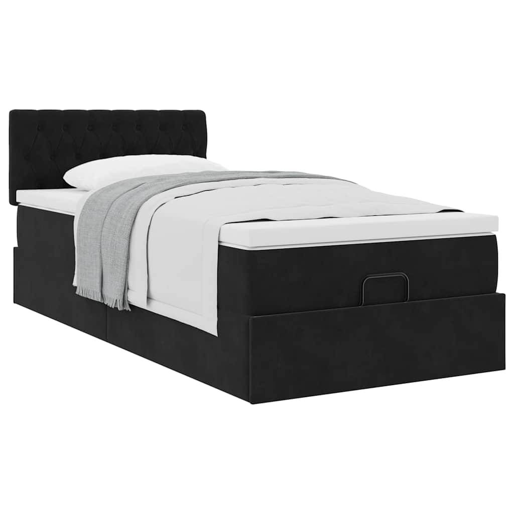 vidaXL Ottoman-Bett mit Matratze Schwarz 80x200 cm Samt