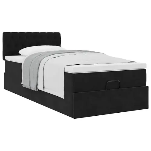 vidaXL Ottoman-Bett mit Matratze Schwarz 80x200 cm Samt vidaXL Ottoman-Bett mit Matratze Schwarz 80x200 cm Samt