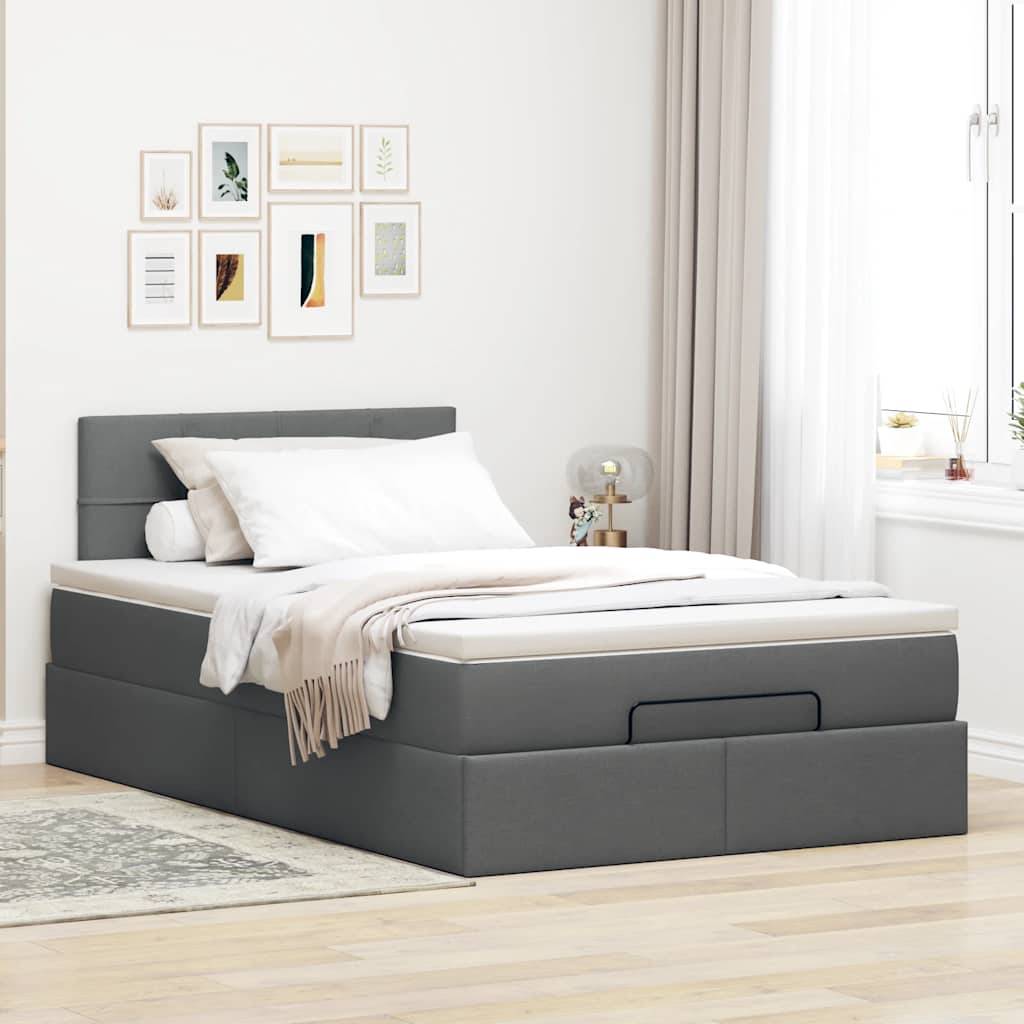 vidaXL Ottoman-Bett mit Matratze Dunkelgrau 120x190 cm Stoff