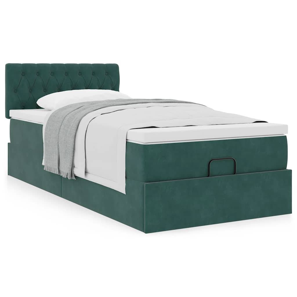 vidaXL Ottoman-Bett mit Matratze Dunkelgrün 90x200 cm Samt