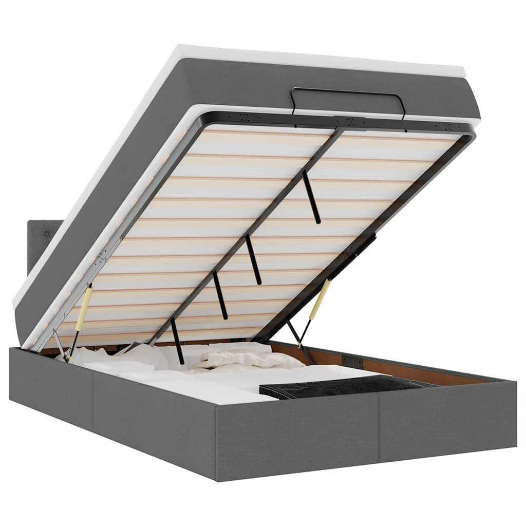 vidaXL Ottomane Bett mit Matratze & LEDs Dunkelgrau 120x200 cm Stoff