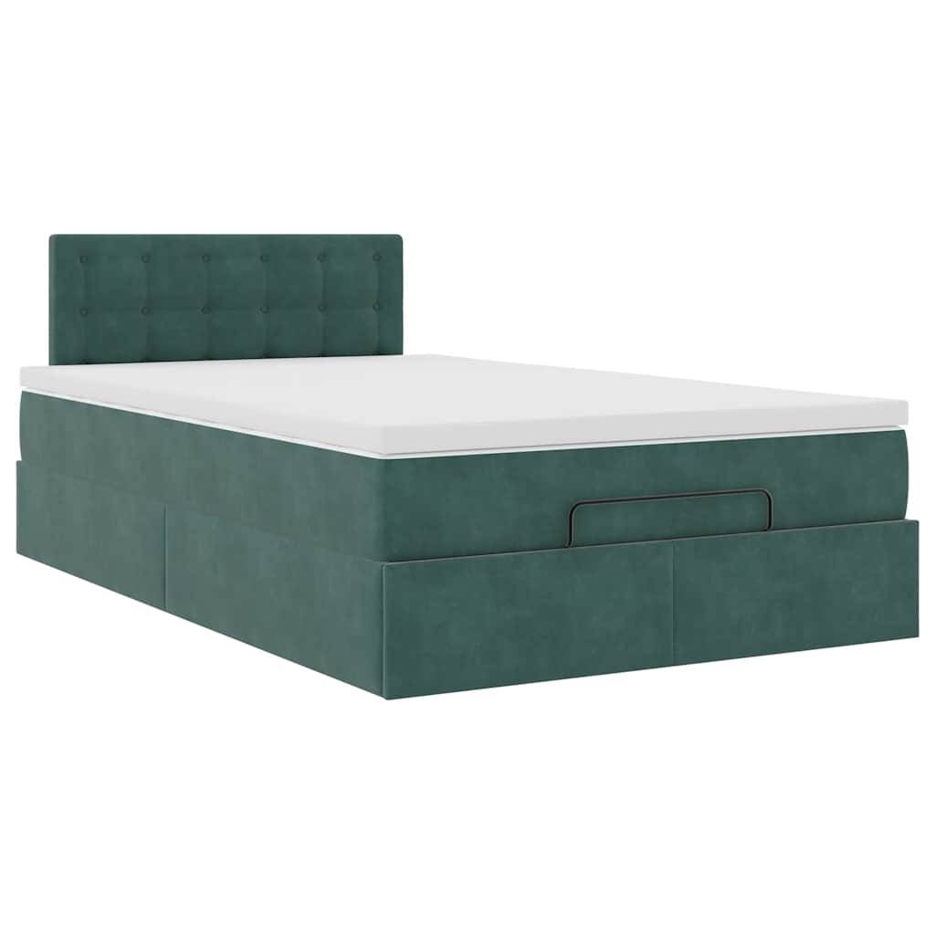 vidaXL Ottoman-Bett mit Matratze Dunkelgrün 120x190 cm Samt